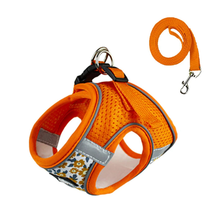 Pet Harness and Leash with Reflective Straps