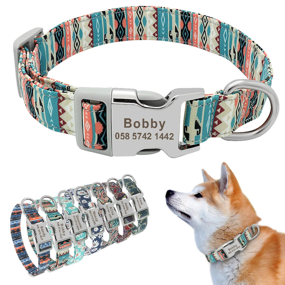 Pet ID Collar with Engraved Buckle