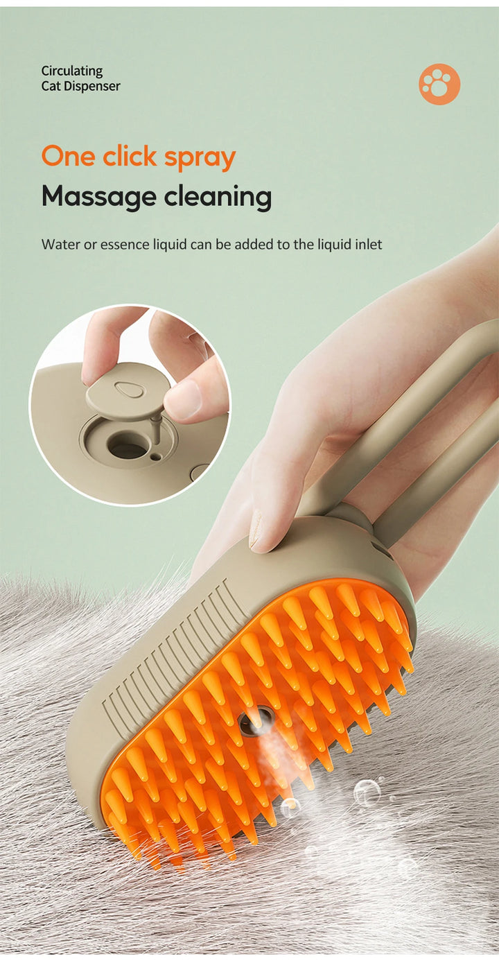 Pet Steam Grooming Brush with Spray