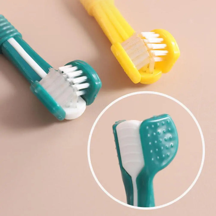 Pet Toothbrush with Three Cleaning Heads
