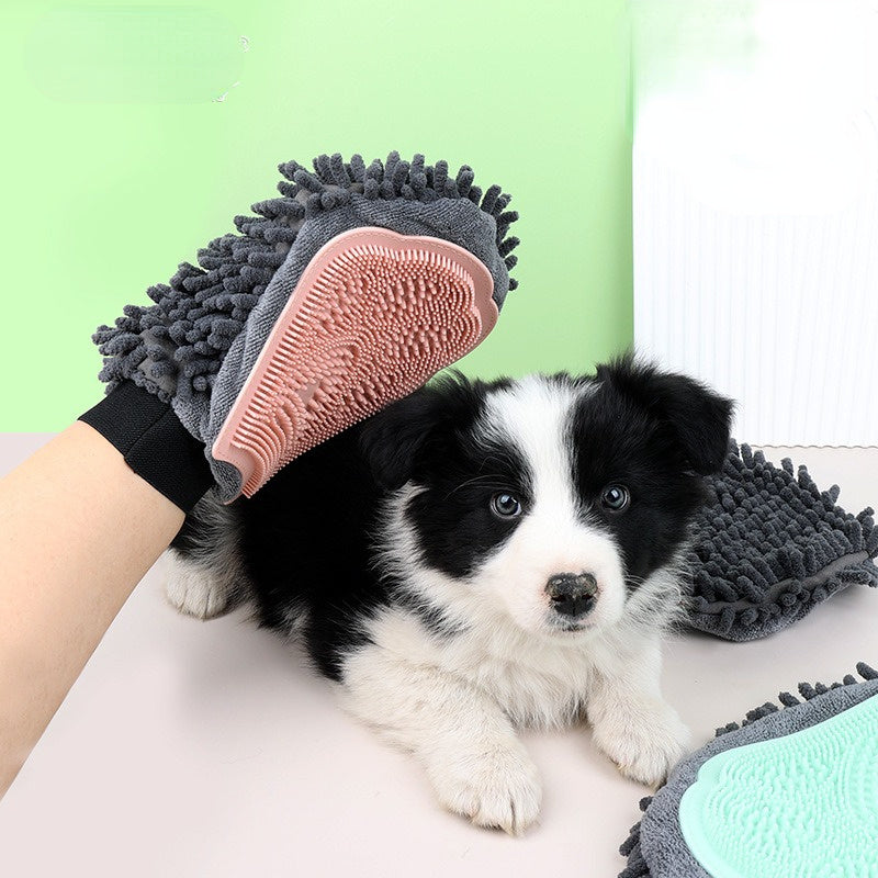 Pet bathing brush two in one glove