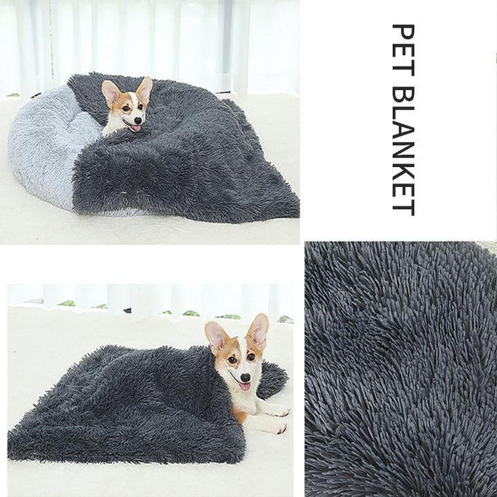 Pet blanket with a dog inside