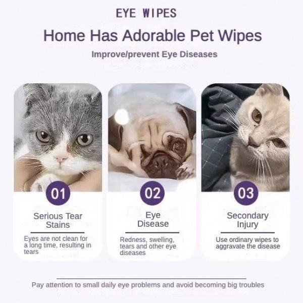 Pet eye wipes for daily cleaning