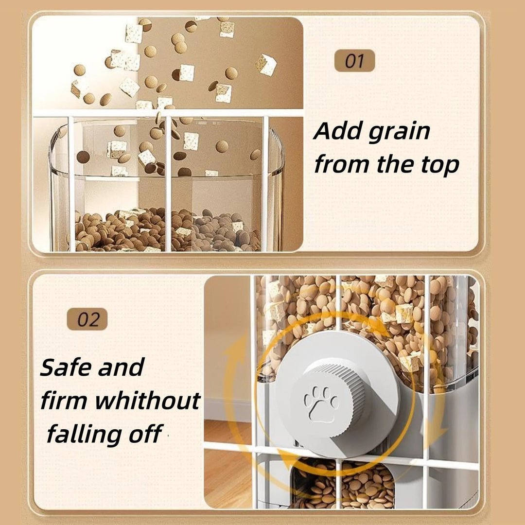 Pet food dispenser with instructions 