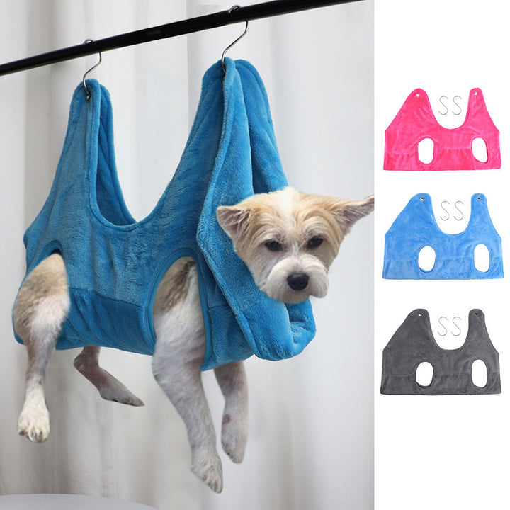 Pet grooming hammock harness for dogs