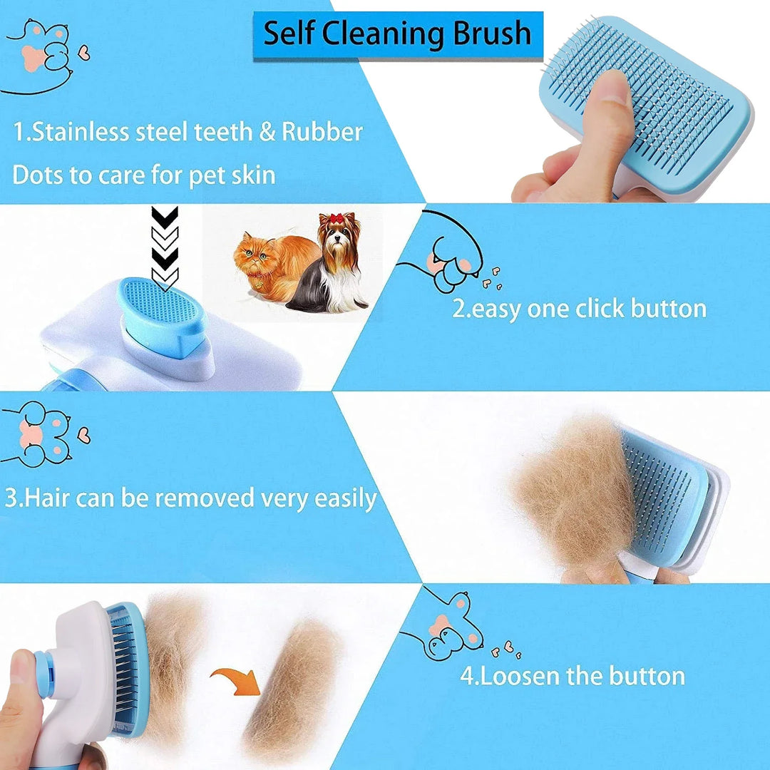 Pet hair cleaning bath brush