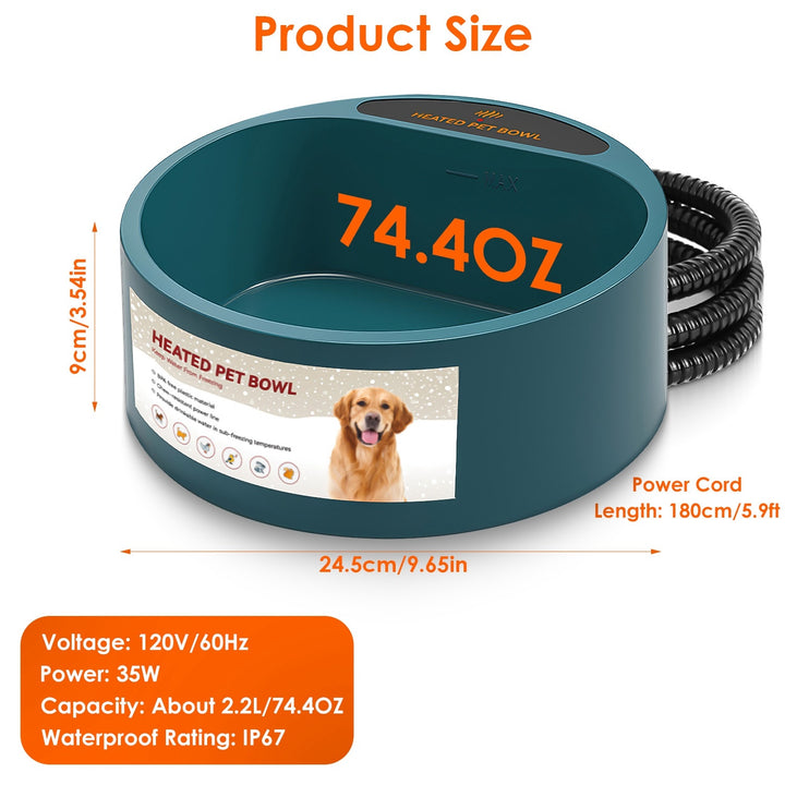 Pet heating water feeder bowl