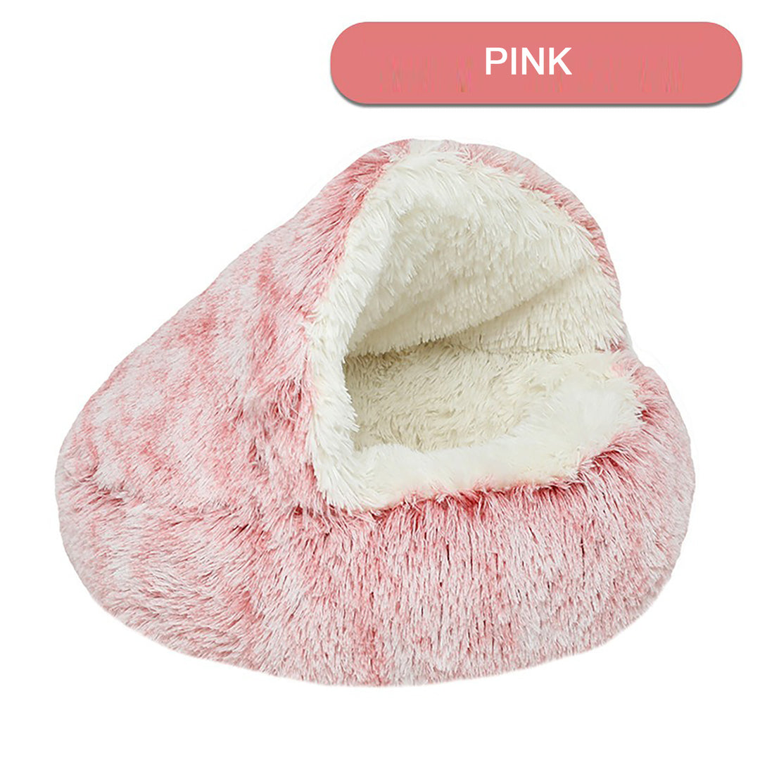 Pink Plush warm cat bed for winter