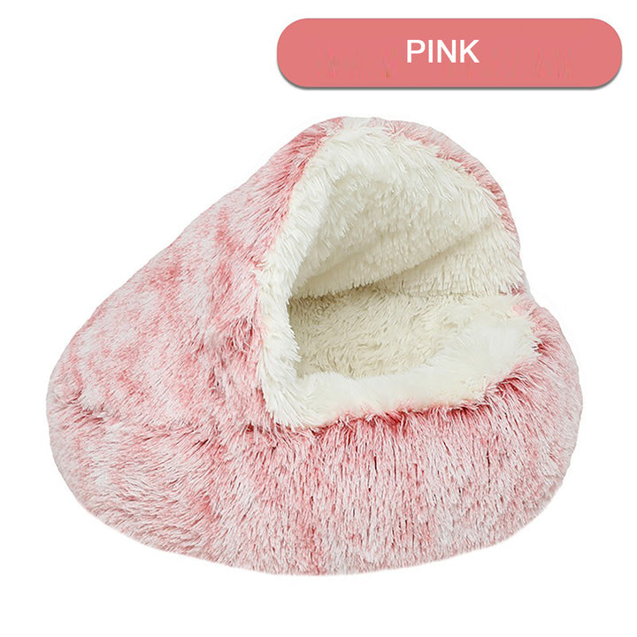 Pink Plush warm cat bed for winter