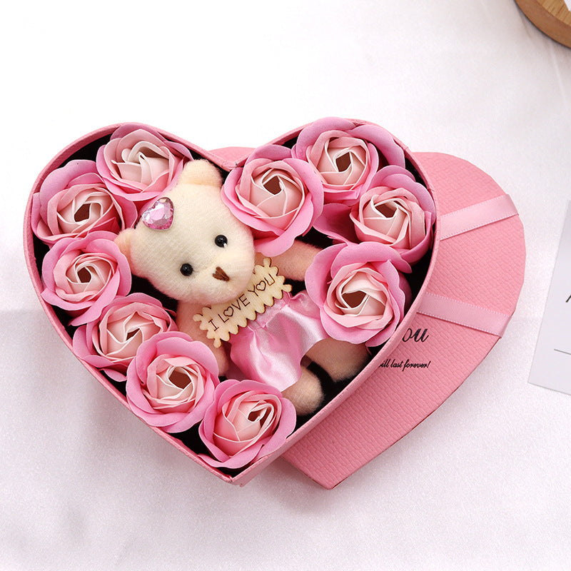 Pink Soap Flower Rose Box