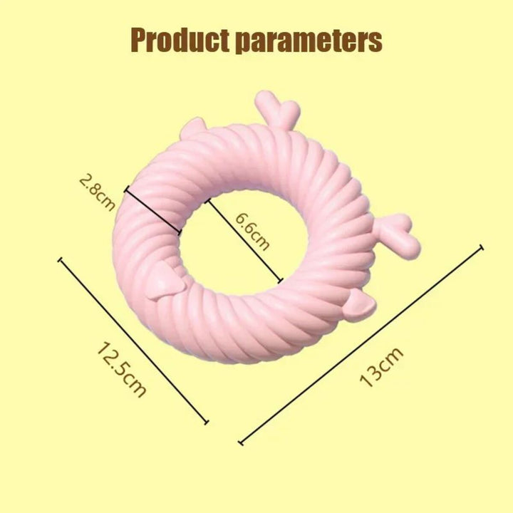Pink spiral ring with measurements