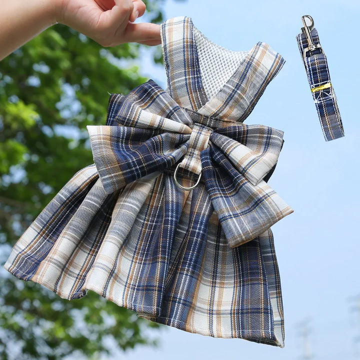 Plaid pet harness summer