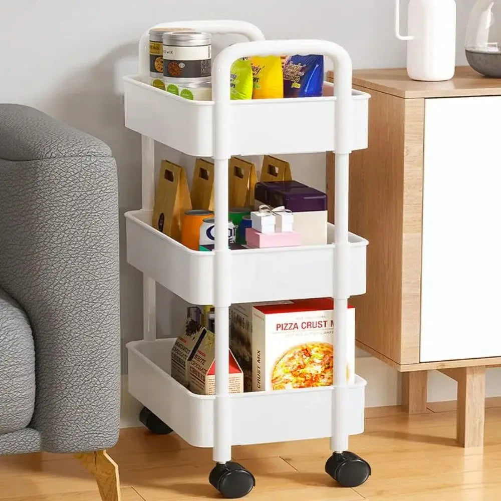 Plastic Kitchen Organizer with Rolling Trolley