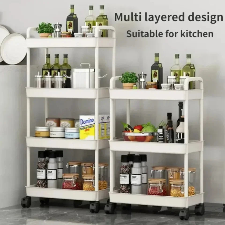 Plastic Kitchen Storage Trolley with Wheels