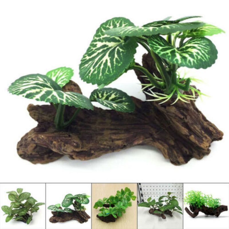 Plastic simulated tree trunk for aquascaping.