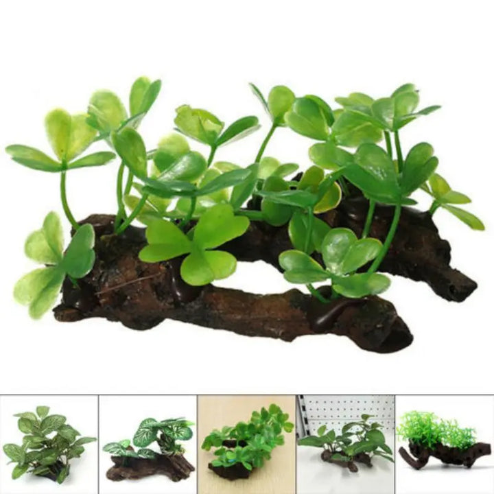 Plastic simulated tree trunk for aquascaping.