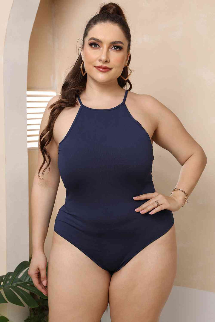 Plus Size Halter Neck Bodysuit