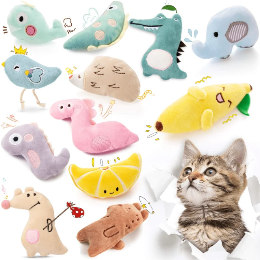 Plush Cartoon Cat Chew Toy
