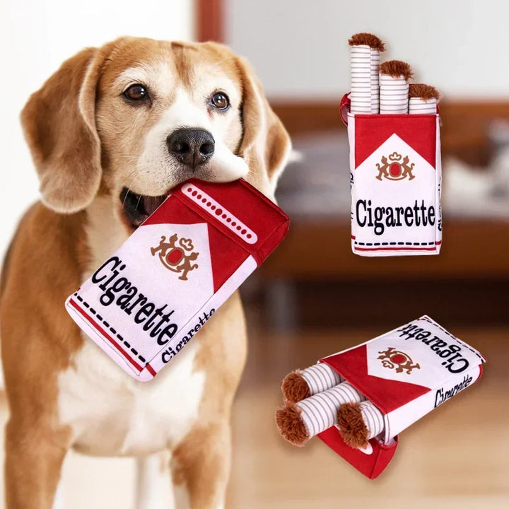 Plush Cigarette Box Chew Toy for Dogs
