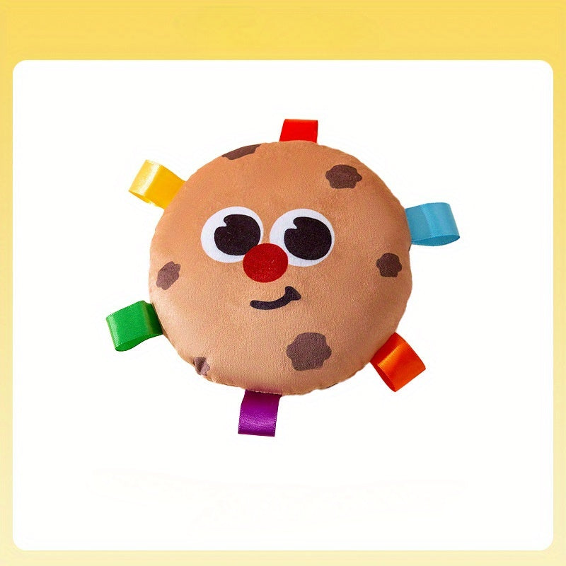 Plush toy with colorful tabs