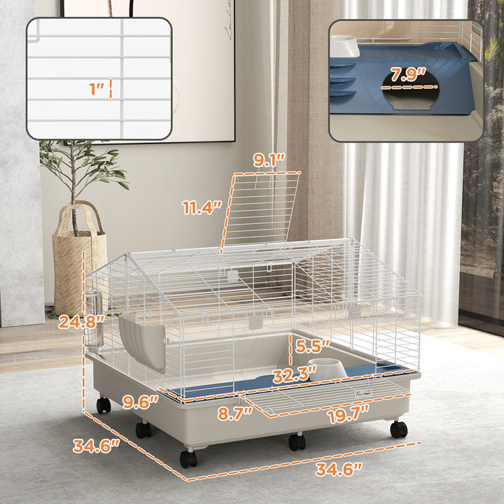 Portable cage for rabbits and guinea pigs