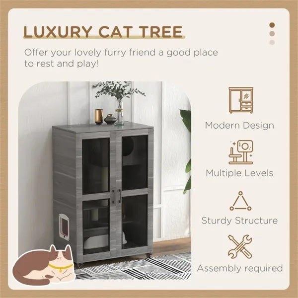 Portable cat villa on wheels
