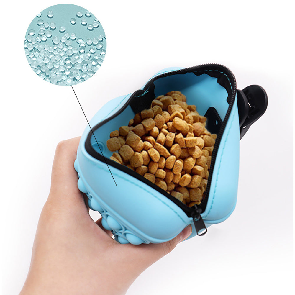 Portable dog treat bag silicone pouch