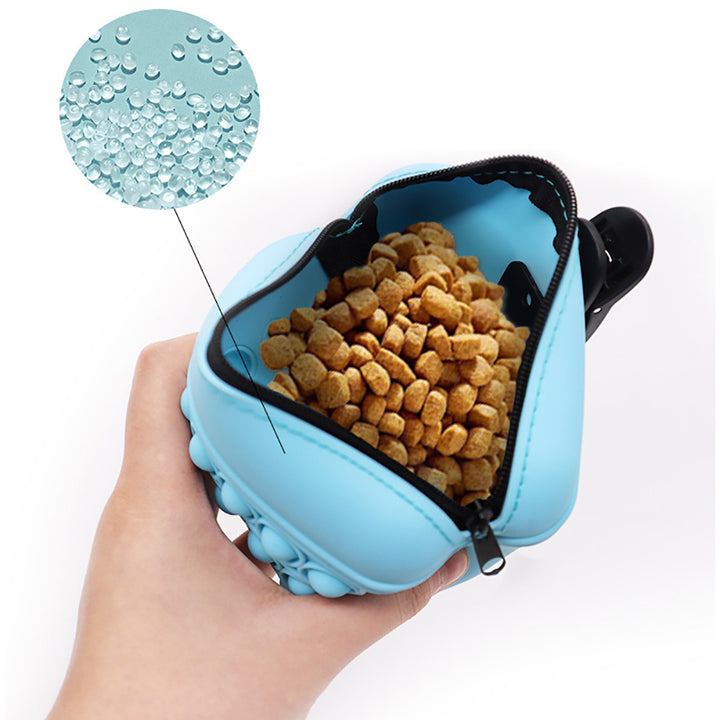 Portable dog treat bag silicone pouch