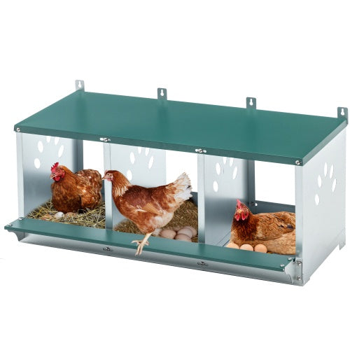 Poultry nesting box with 3 compartments