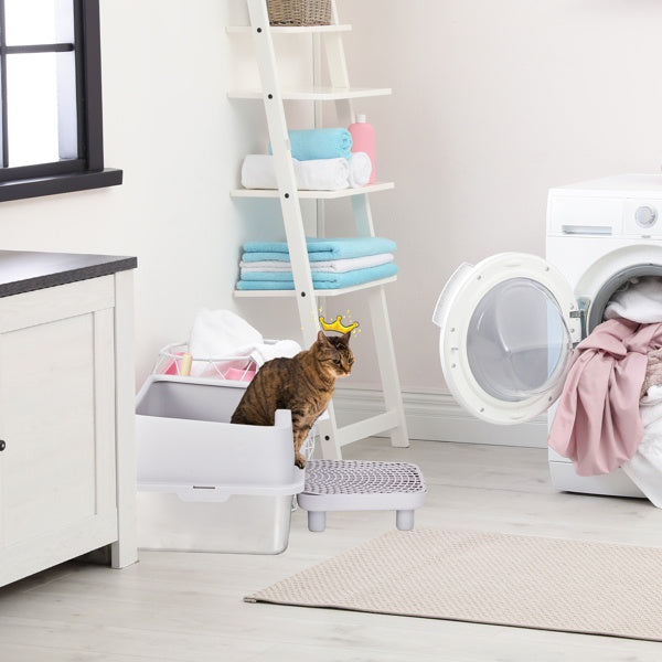 Premium stainless steel litter box for cats grey design