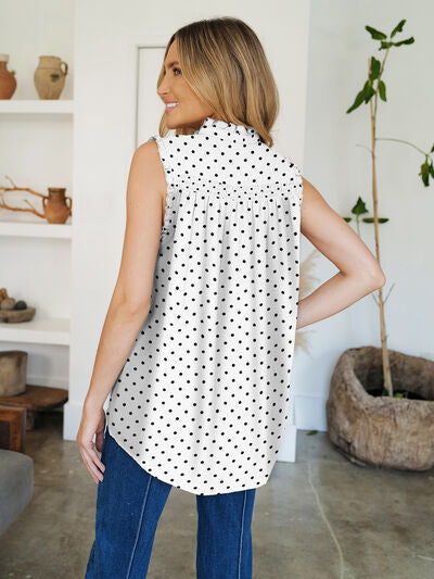 Printed Frill Neck Blouse back side 
