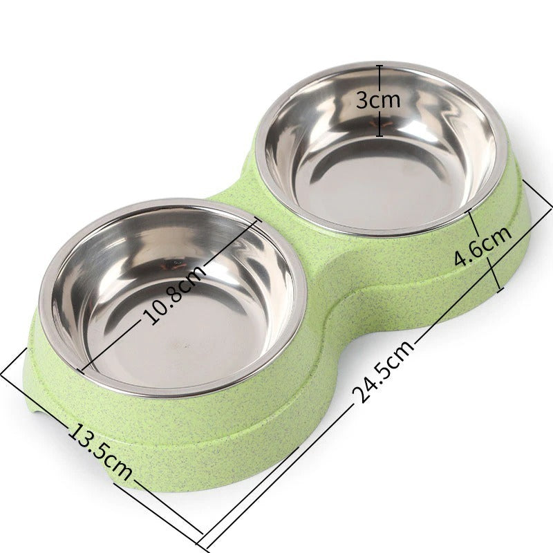 Puppy feeding dish stainless steel set