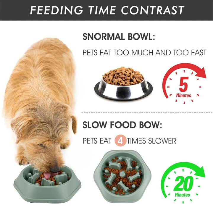 Puzzle dog bowl for healthier eating