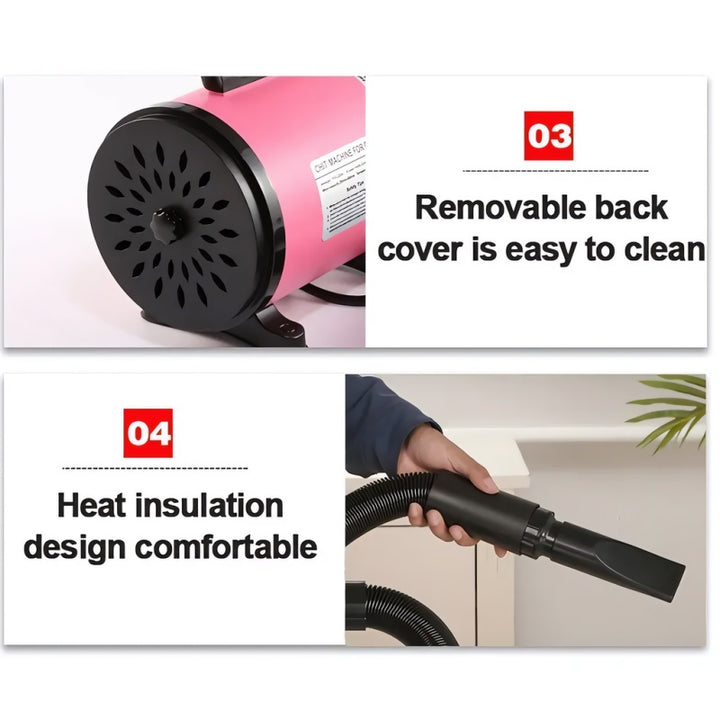 Quiet operation pet blow dryer