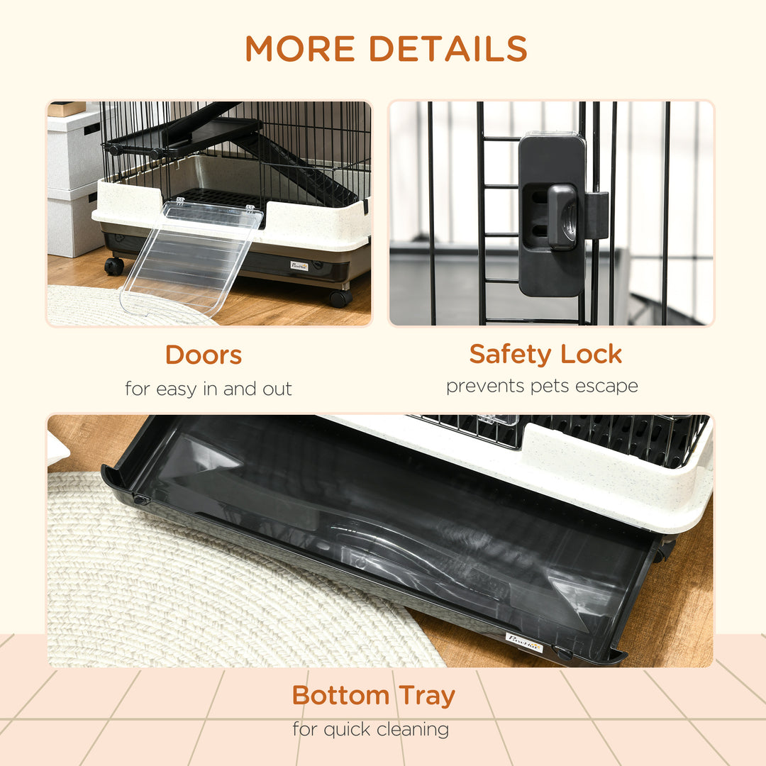 Rabbit cage with slide out tray