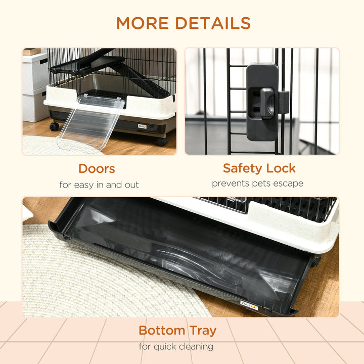 Rabbit cage with slide out tray