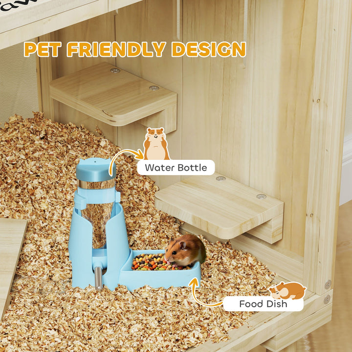 Raised hamster house nature wood design