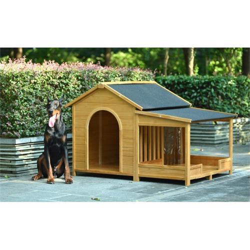 Raised porch dog house