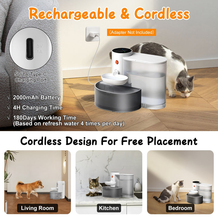 Rechargeable & Cordless Pet Water Bowl