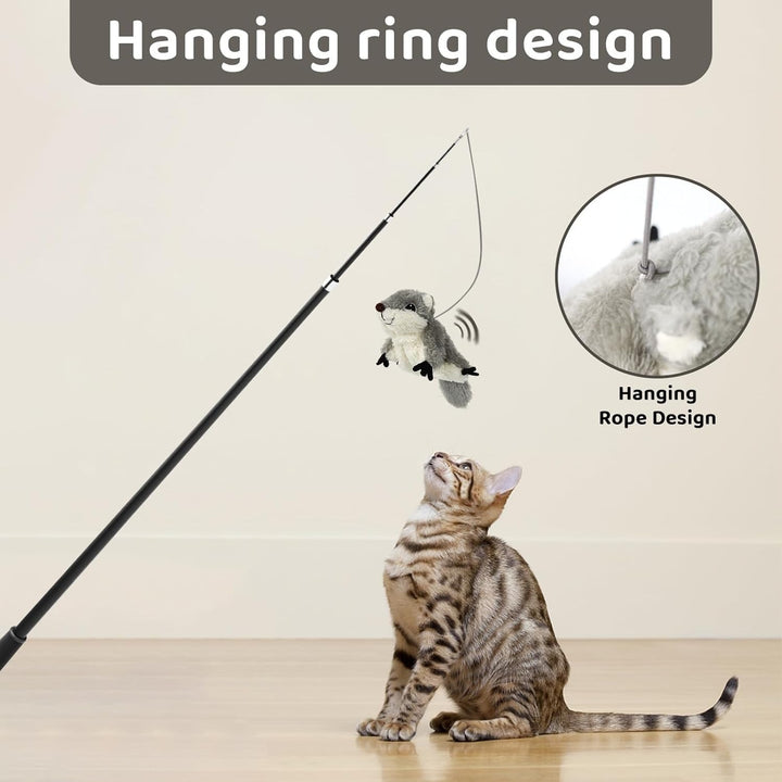 Rechargeable flapping squirrel cat toy