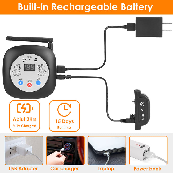 Rechargeable wireless dog containment system