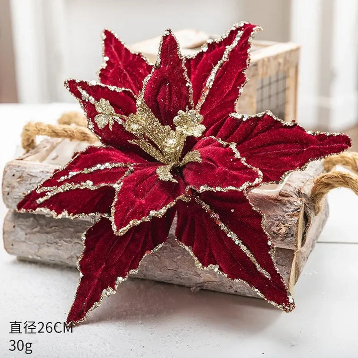 Red Gold Fleece Christmas Flower Pendant