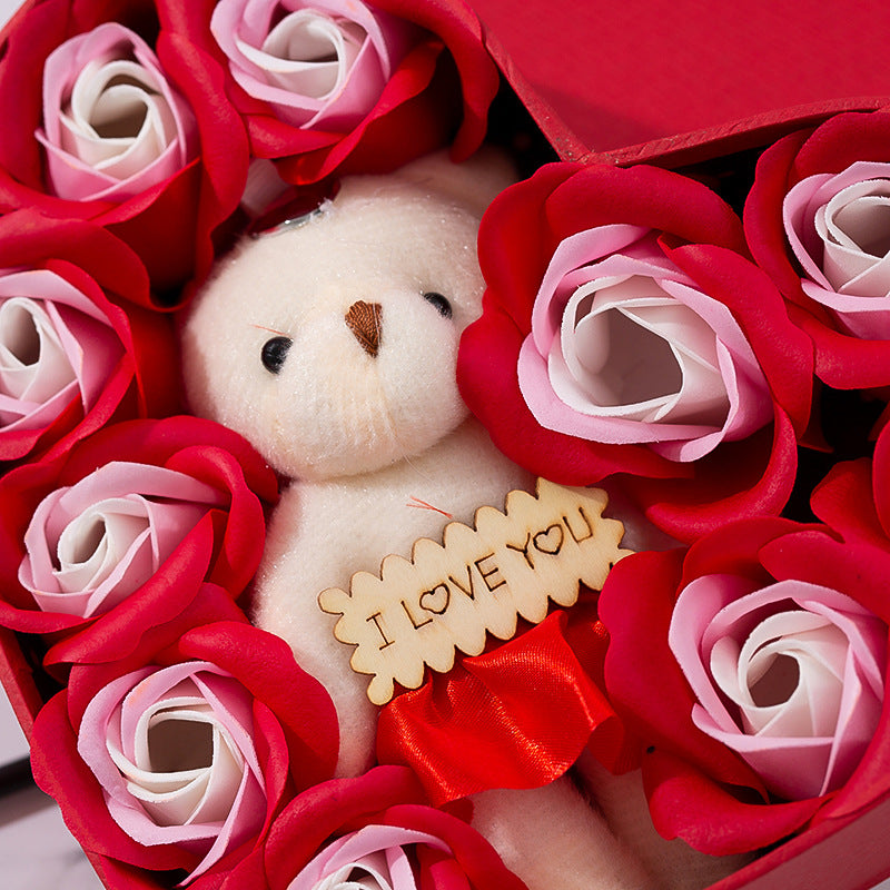 Red Heart Soap Flower Gift