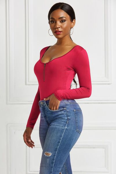 Red Long Sleeve Bodysuit