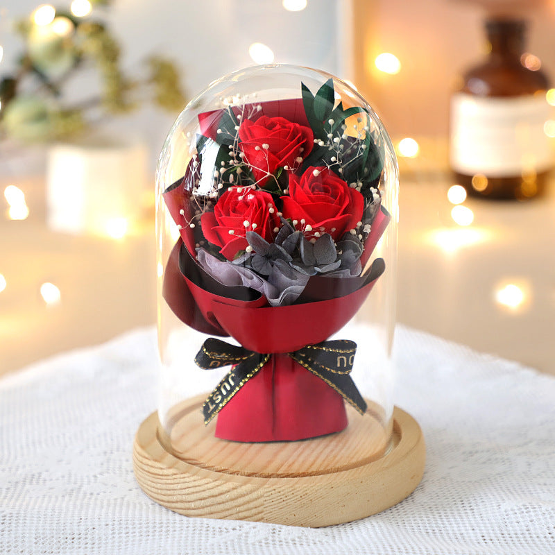 Red Rose Bouquet Glass