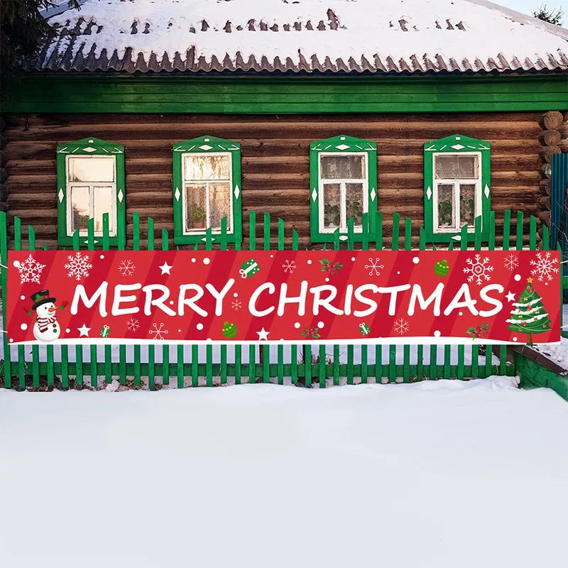 Red and green Christmas outdoor banner