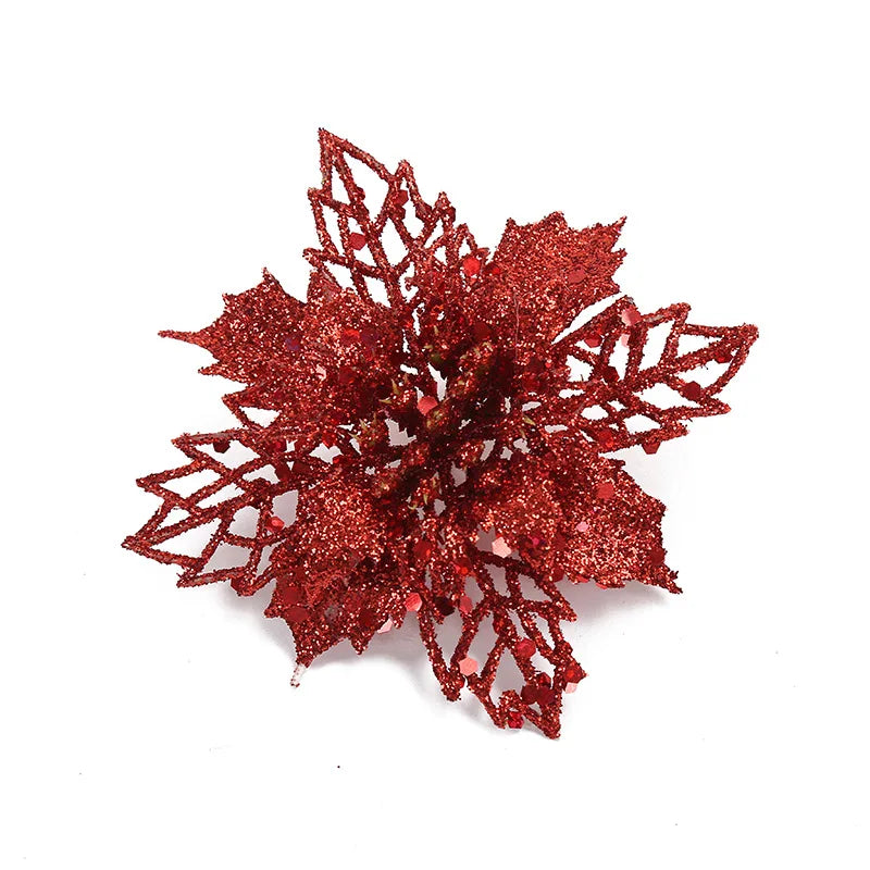 Red artificial poinsettia flower set