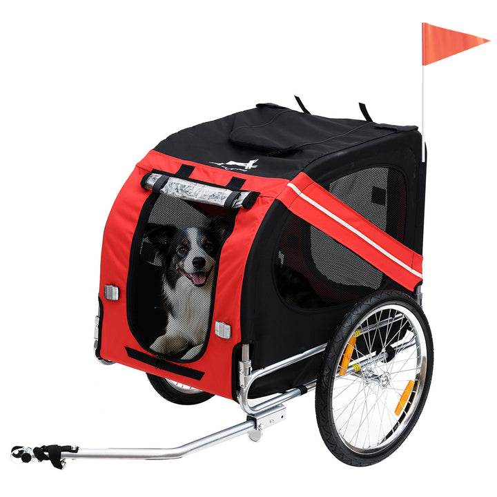 Red black dog bike trailer
