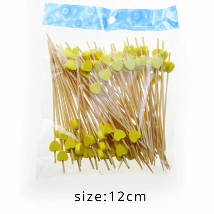 Red heart bamboo drink stirrers