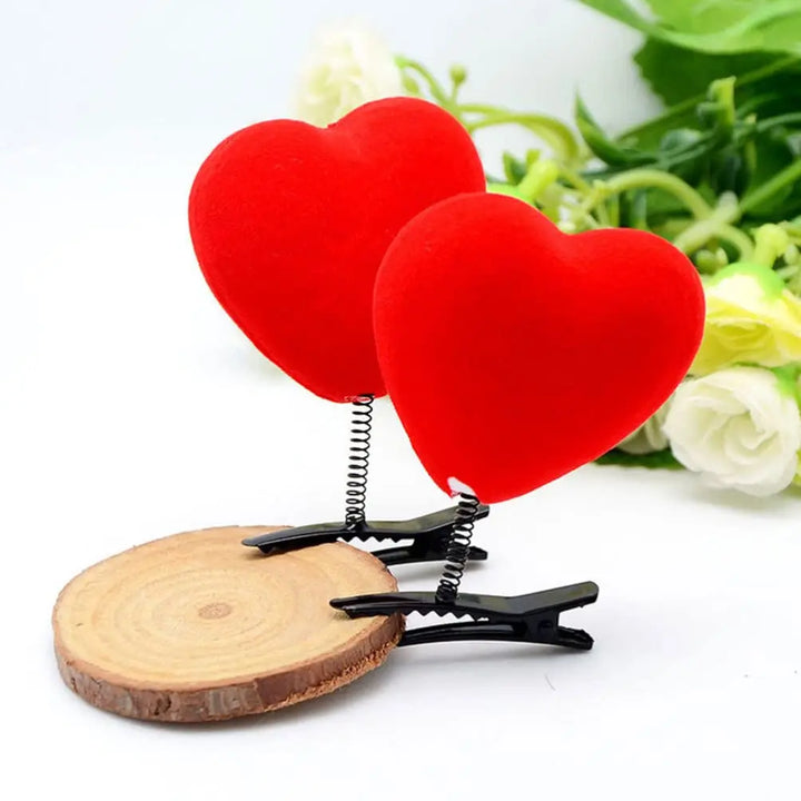 Red heart hair clips in bulk sets